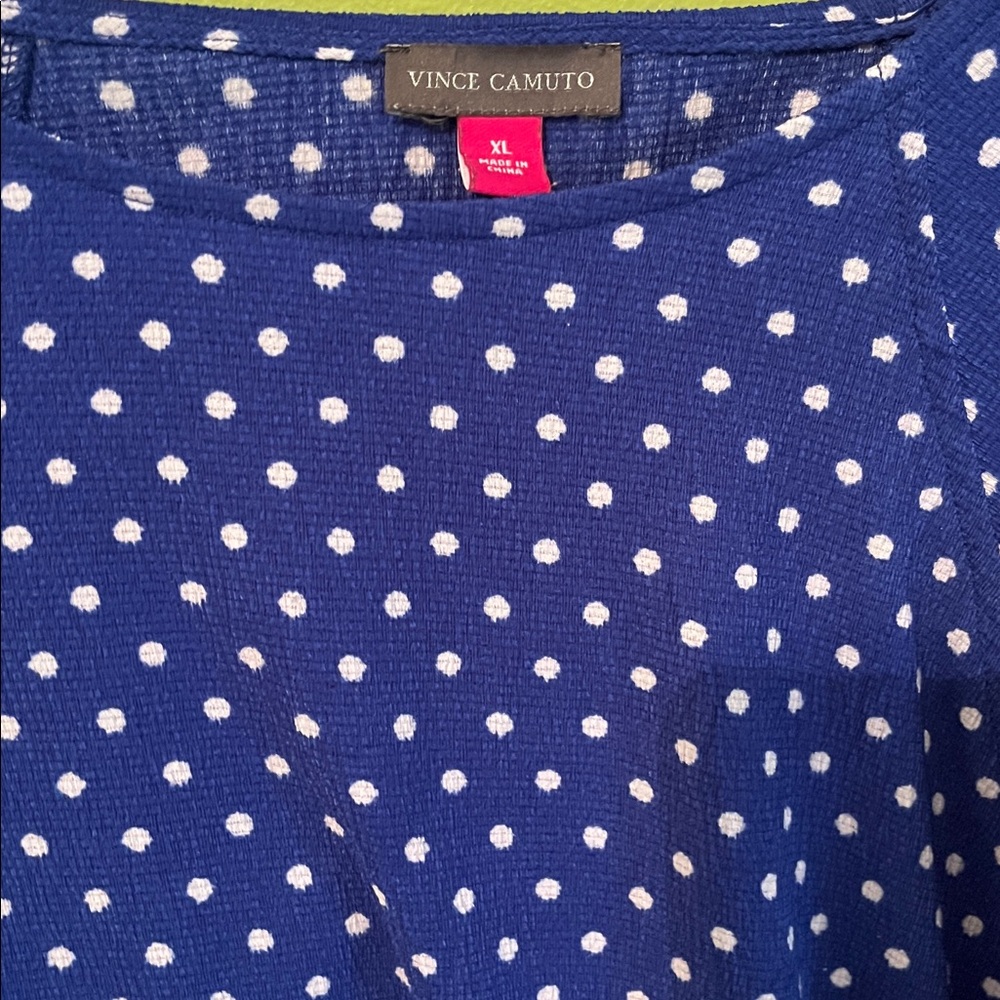 Vince Camuto Royal Blue Polka Dot Blouse - Picture 3 of 5